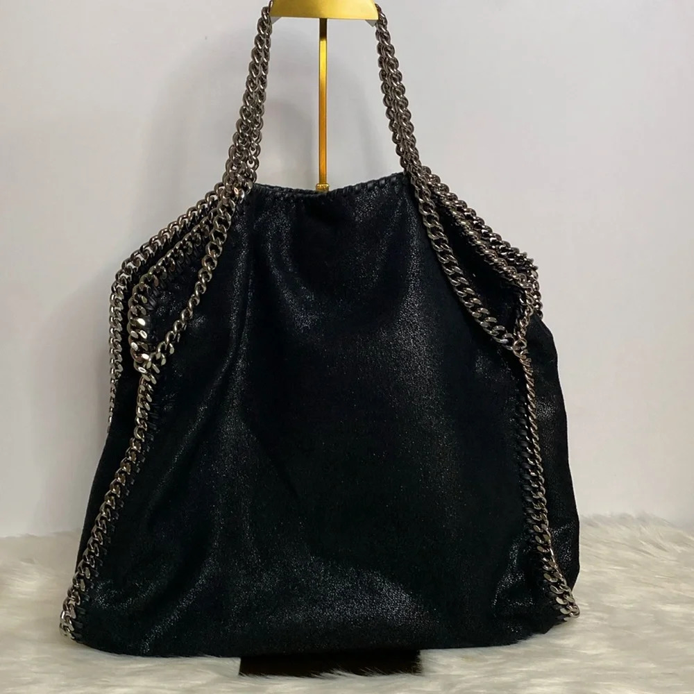 Stella McCartney Falabella Fold Over Shoulder Bag with Chain straps Black - Picture 1 of 17